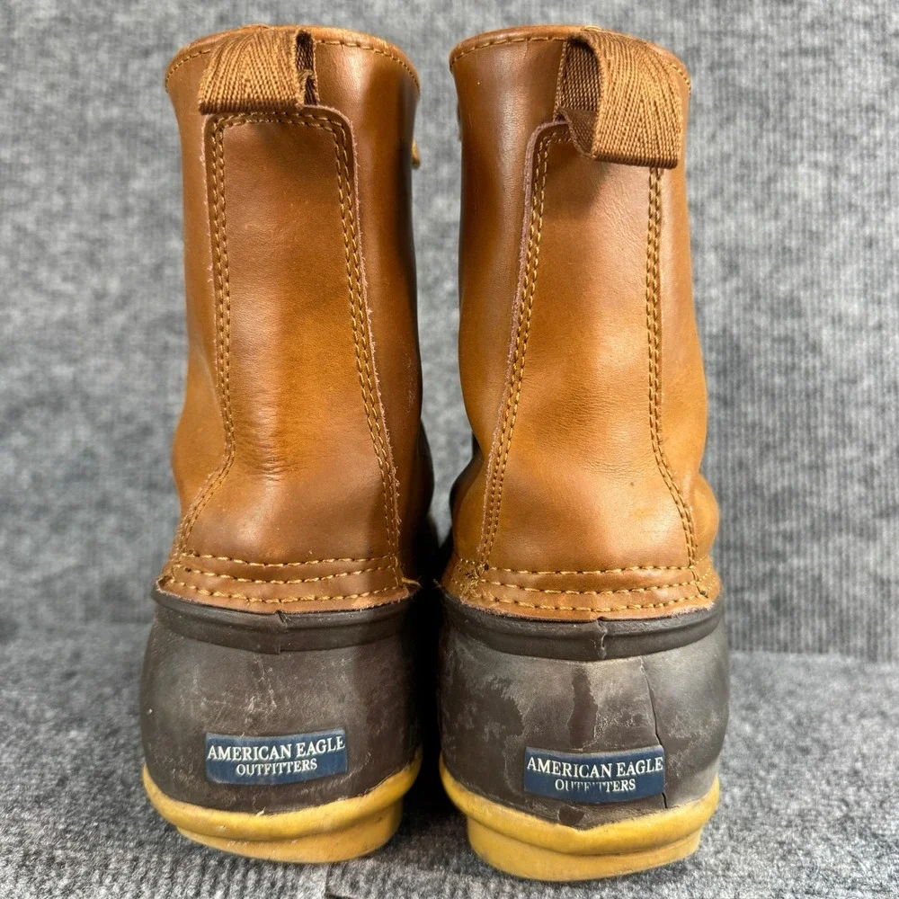 American Eagle Outfitters Mens Brown Leather Duck Boots Size 11 Lace Up Boots